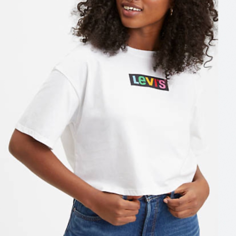 Graphic Oversize Tee Shirt Rainbow Box Tab SIZE XL